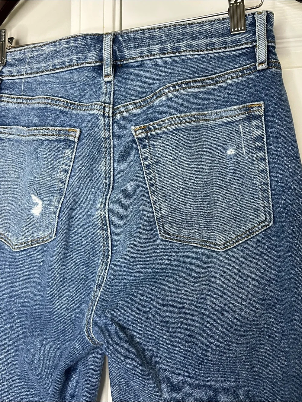 LOFT High Rise Skinny Jeans 29/8 Distressed Raw Hem Blue